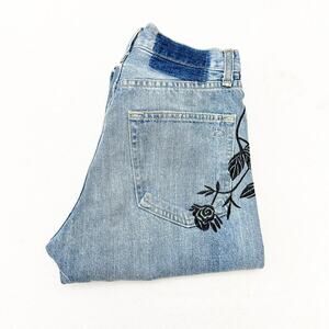 Rag & Bone Marilyn Crop Ramona Boyfriend Jeans Floral Embroidery Size 25 $229